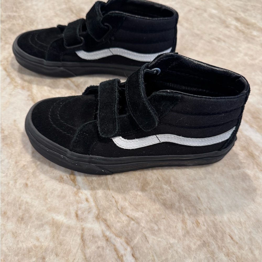 Vans Kids Black and White Velcro Sneakers
